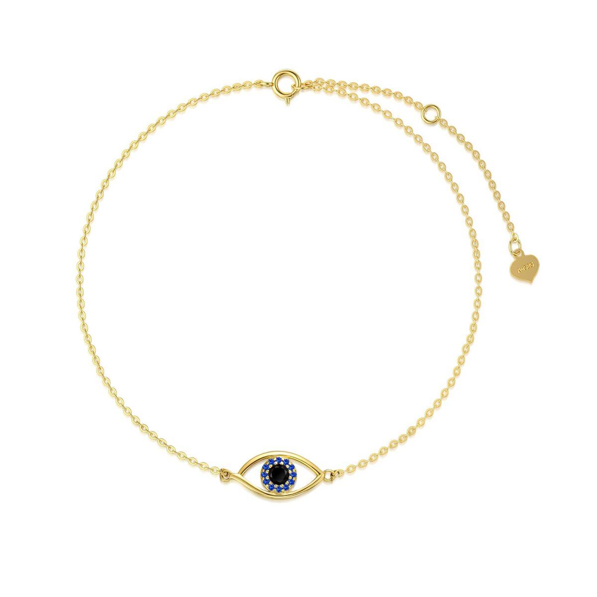 14K Gold Cubic Zirconia Evil Eye Single Layer Anklet-1