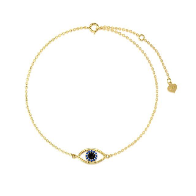 14K Gold Cubic Zirconia Evil Eye Single Layer Anklet-4