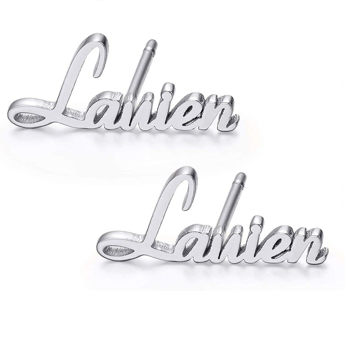 10K Gold Personalized Classic Name Stud Earrings-1