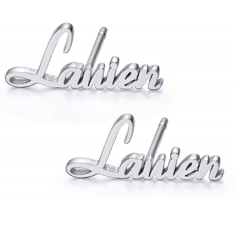 10K Gold Personalized Classic Name Stud Earrings