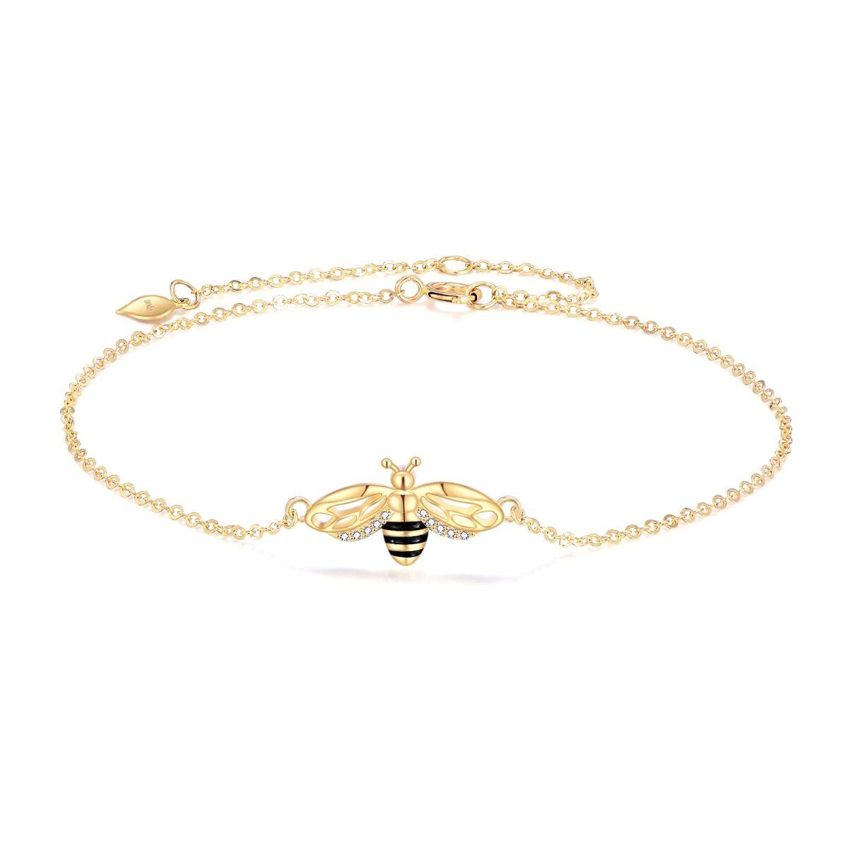 14K Gold Cubic Zirkonia Bienen Anhänger Armband-1