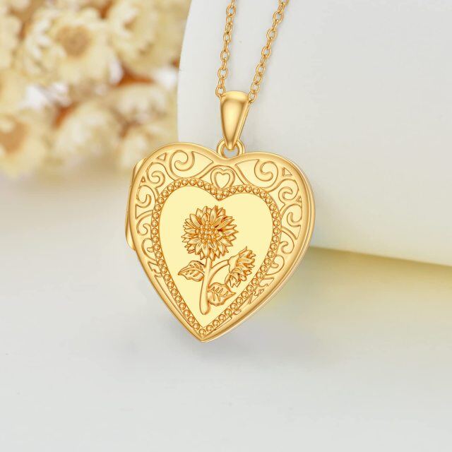 10K Gold Personalized Photo & Heart Personalized Photo Locket Necklace-3