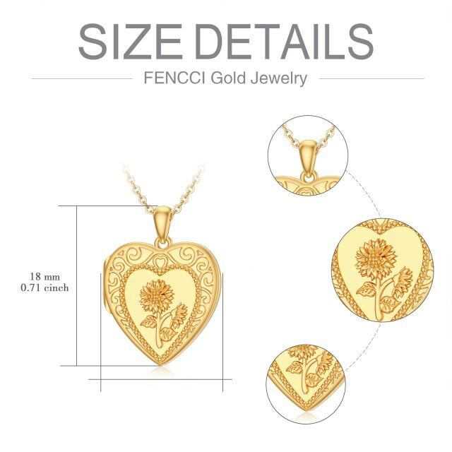 10K Gold Personalized Photo & Heart Personalized Photo Locket Necklace-5