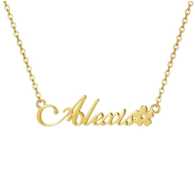 Collar colgante con nombre clásico personalizado en oro de 10 quilates-0