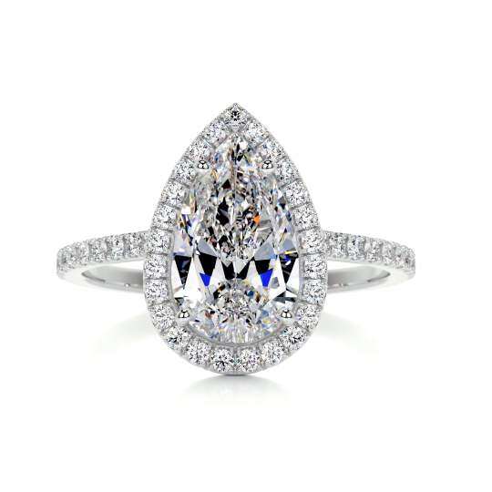 Sterling Silver Pear Shaped Moissanite Drop Shape Wedding Ring