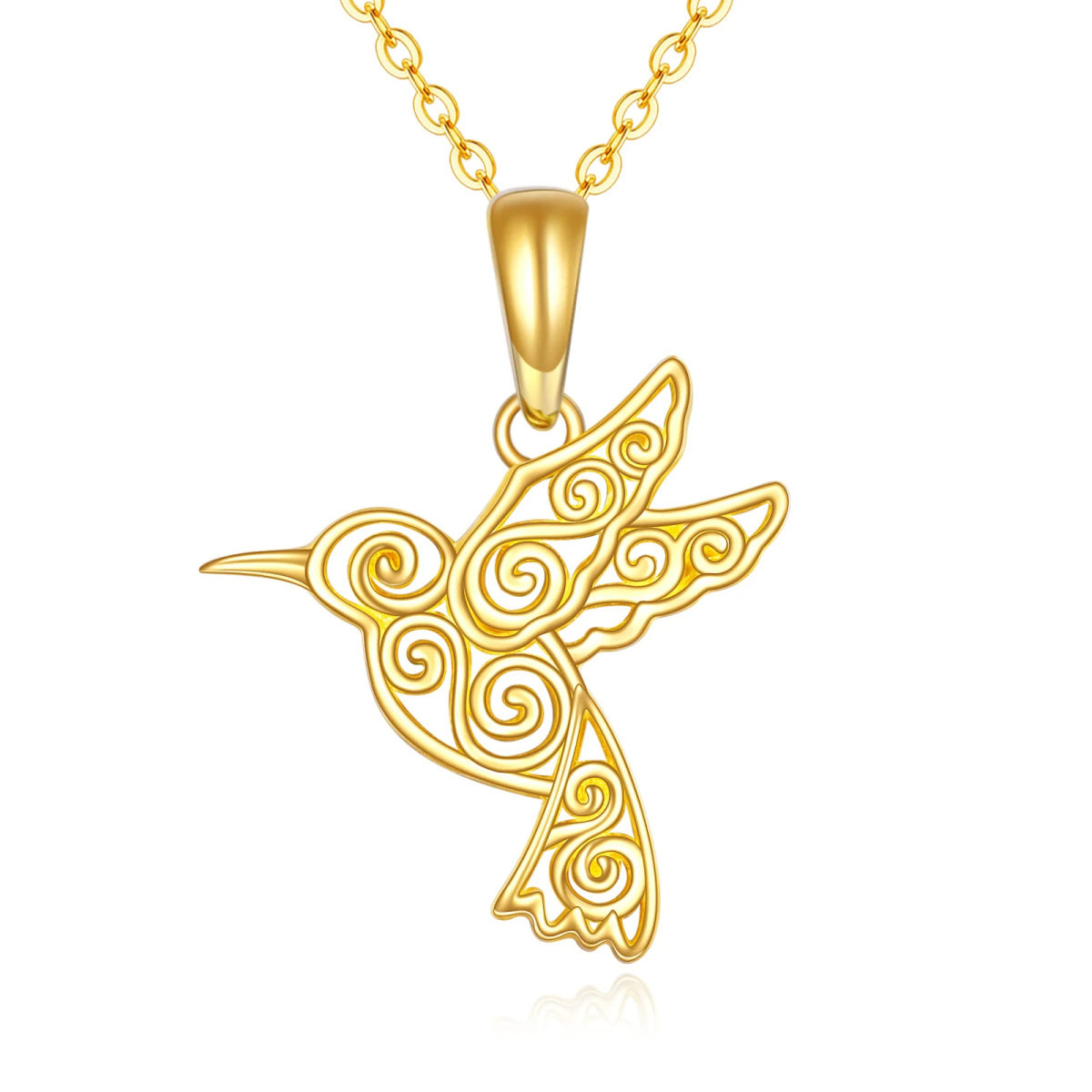 14K Gold Hummingbird Pendant Necklace-1
