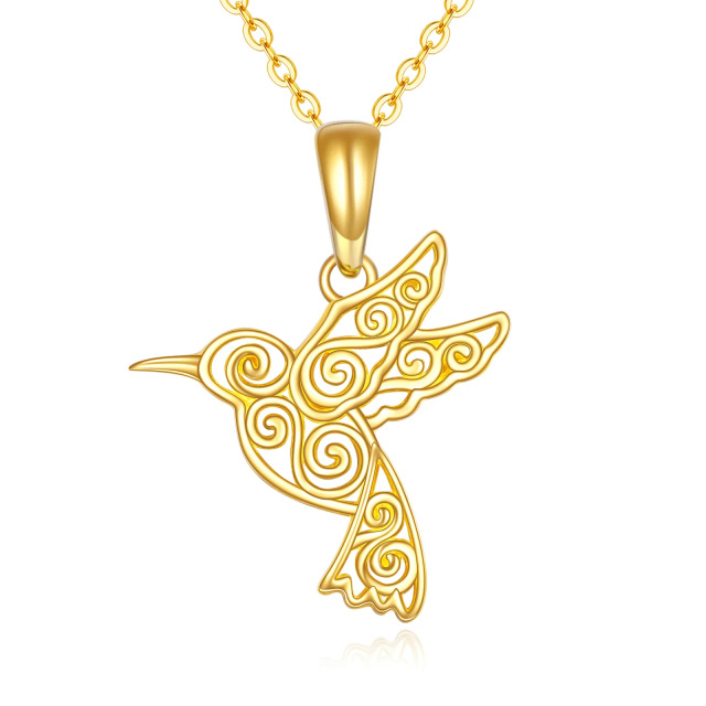 14K Gold Hummingbird Pendant Necklace-0