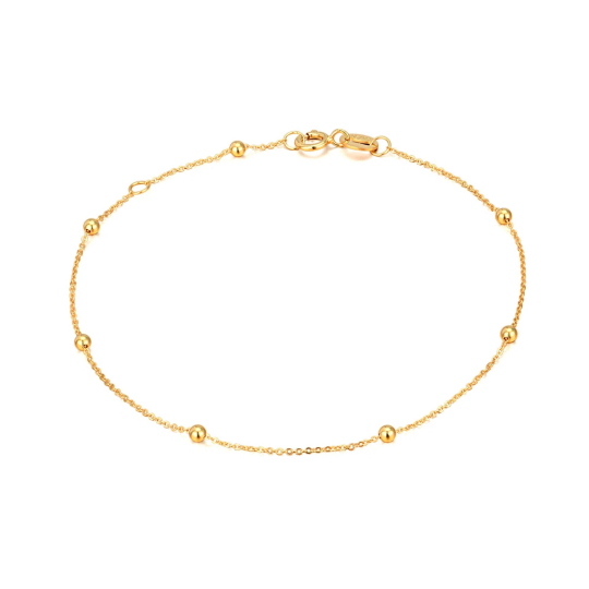 14K Gold Bead Station Chain Bracelet