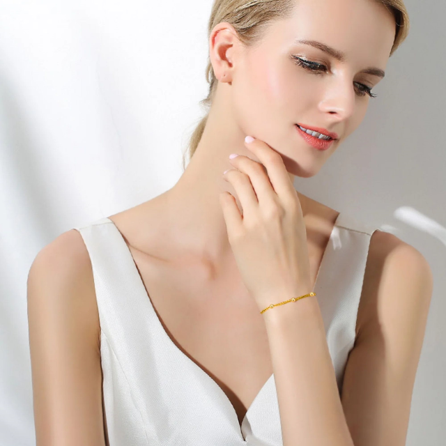 14K Gold Bead Station Kettenarmband-1