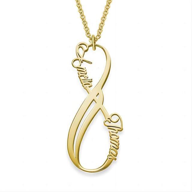 925 Sterling Silver Infinity Vertical Couple Name Necklace for Women-1