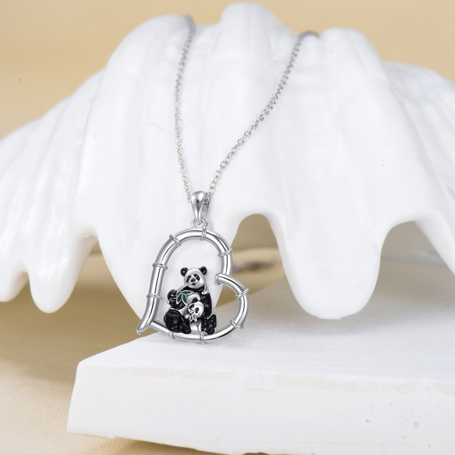 Collier en argent sterling avec pendentif panda et coeur-2