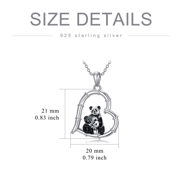 Sterling Silver Panda & Heart Pendant Necklace-4