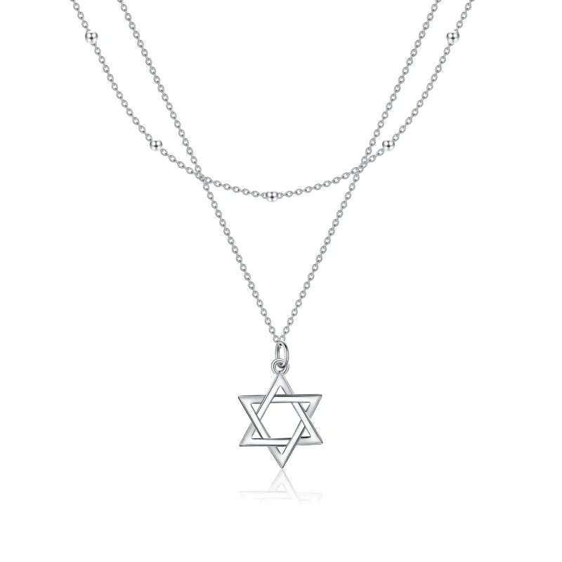 Sterling Silver Star Of David Layered Necklace