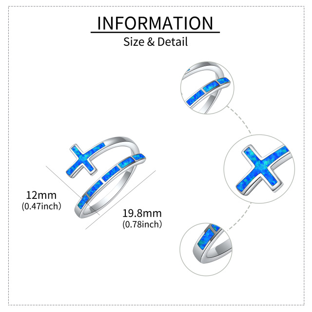 Anel aberto em prata esterlina com cruz de opala-3