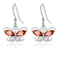 wholesale 925 Sterling Silver Orange Cubic Zirconia Butterfly Drop Earrings For Women-0-0
