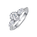 wholesale S925 Sterling Silver Wedding Ring With Pear And Marquise Diamond Accents Elegant Bridal Jewelry Design For Special Occasions-0-2