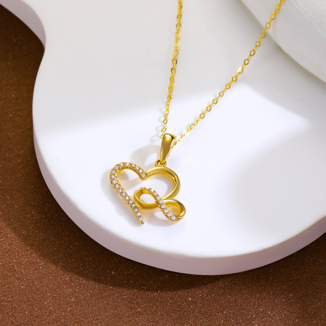 Colar de coração infinito em ouro amarelo 14K com zircônia cúbica, ideal para mulheres-2