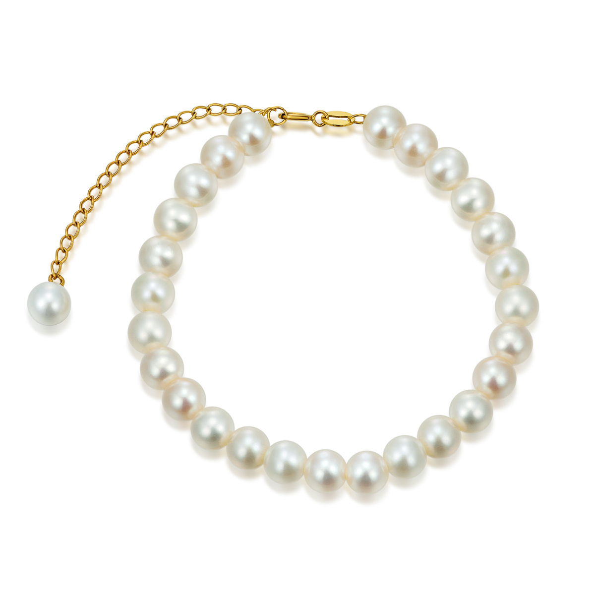 14K Gold Freshwater Pearl Strand Beads Bracelet-1
