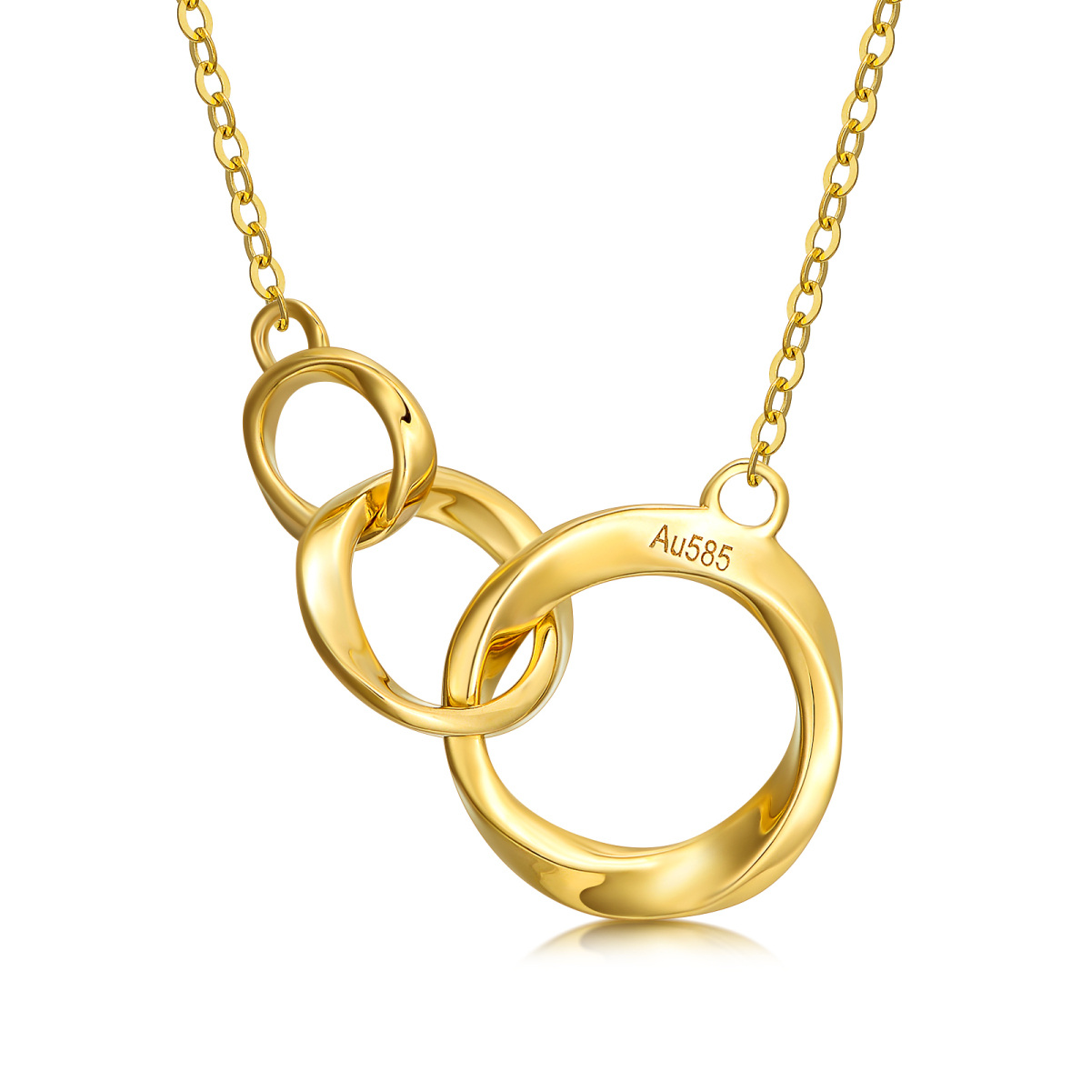 Collier à pendentif circulaire en forme d'anneau en or 14 carats-1