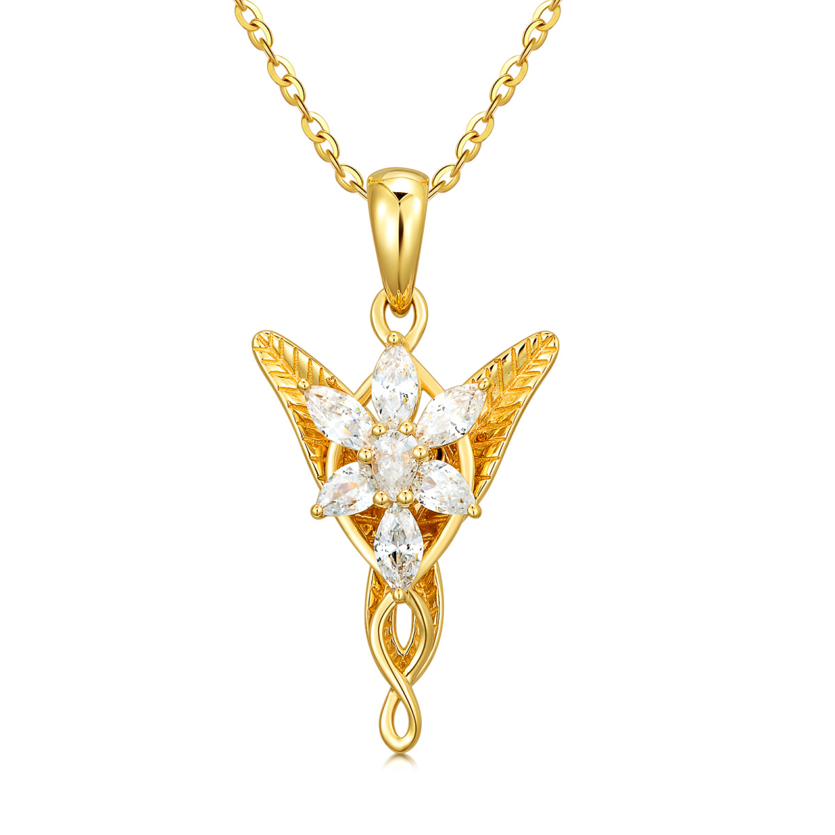 14K Gold Cubic Zirconia Cross & Infinity Symbol Pendant Necklace-1