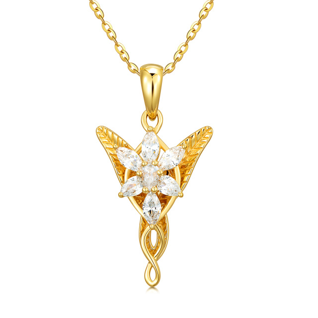 14K Gold Cubic Zirconia Cross & Infinity Symbol Pendant Necklace-0