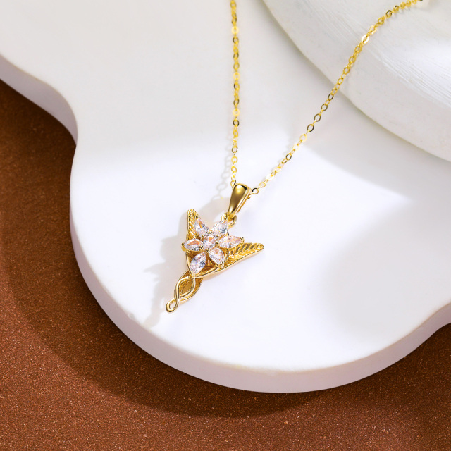 14K Gold Cubic Zirconia Cross & Infinity Symbol Pendant Necklace-2