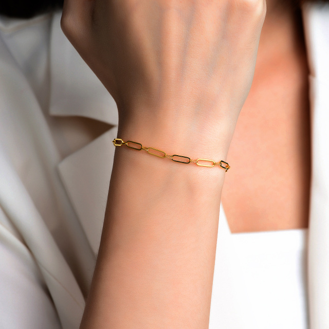 18K Gold Paperclip Chain Bracelet-1