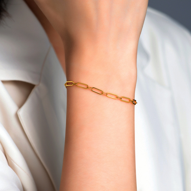 18K Gold Paperclip Chain Bracelet-2