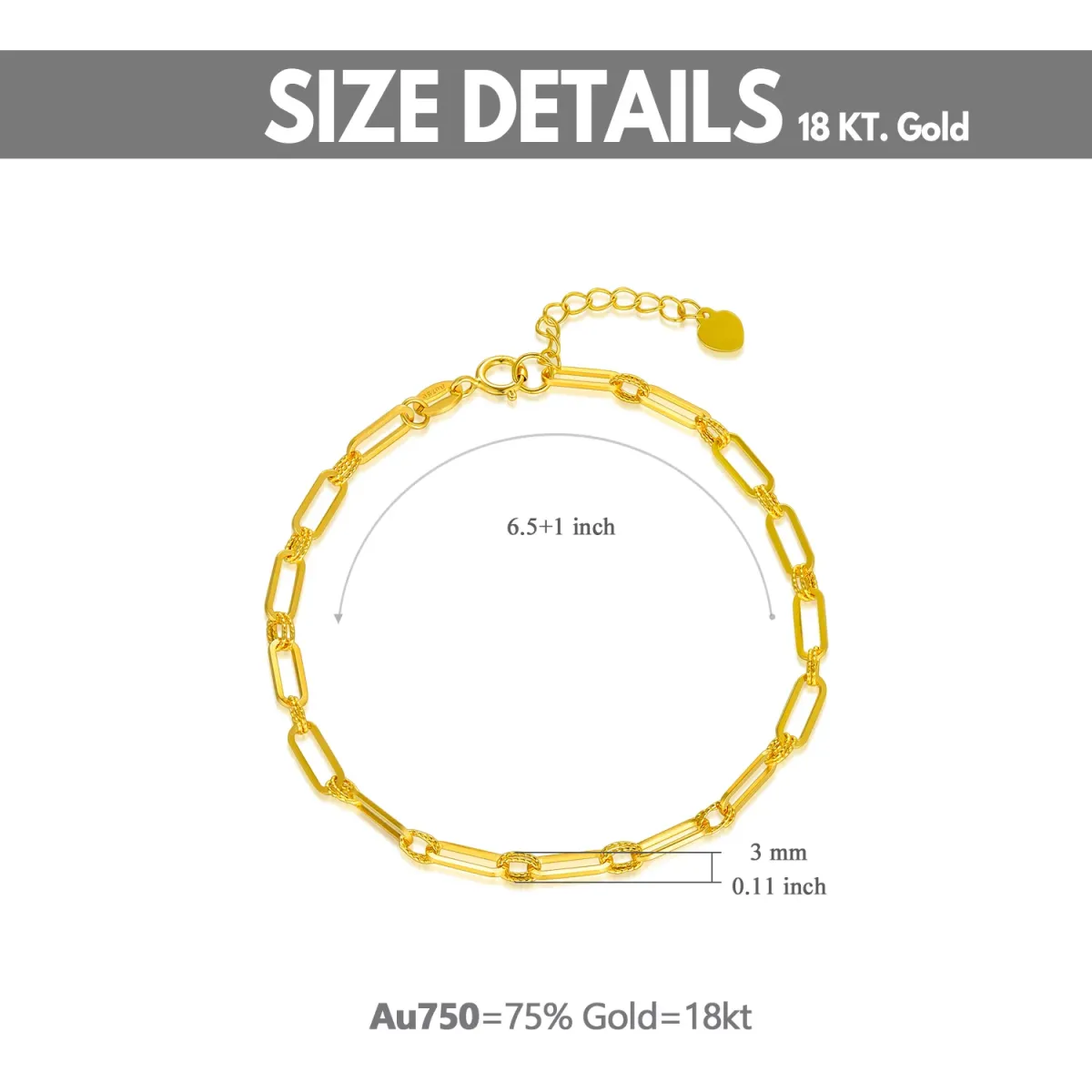 18K Gold Paperclip Chain Bracelet-4