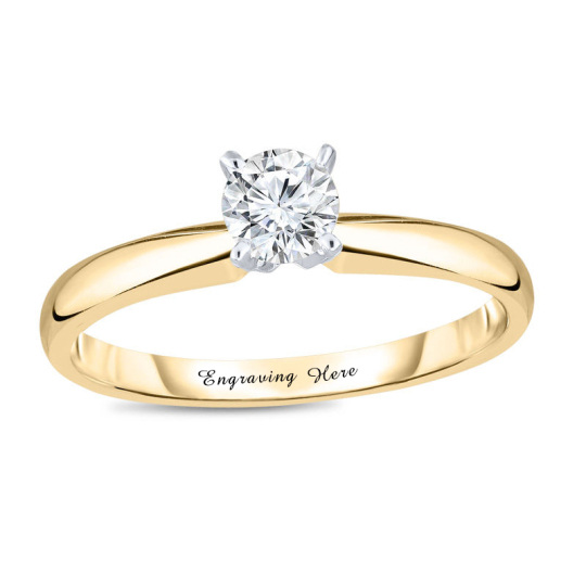 10K Gold Circular Shaped Lab Created Diamond Personalized Engraving Wedding Ring