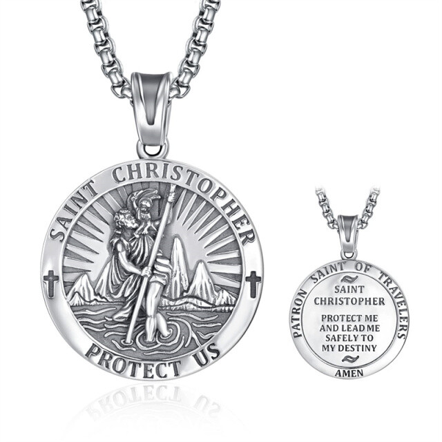 Sterling Silver Saint Christopher Pendant Necklace-0