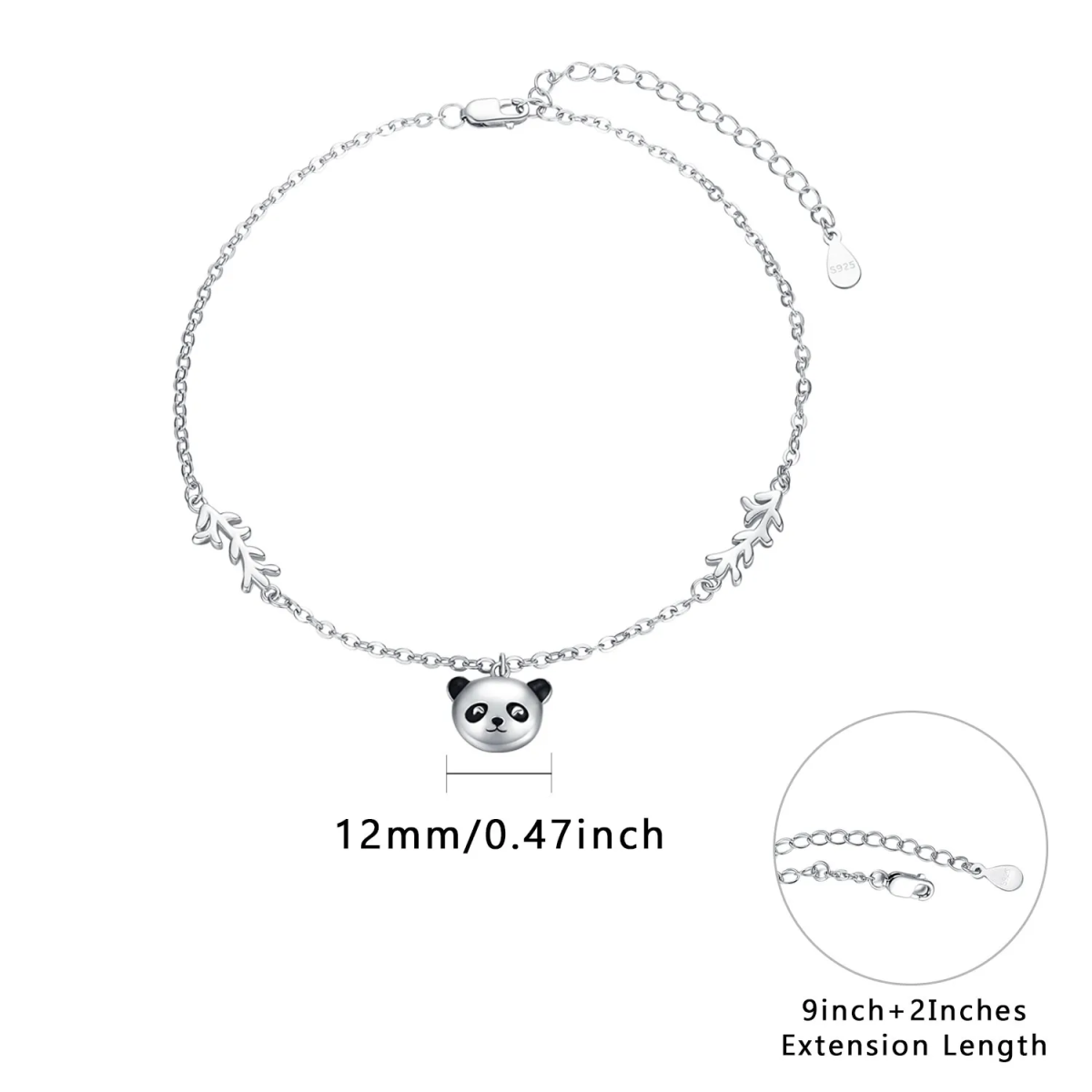 Sterling Silver Panda Single Layer Anklet-4