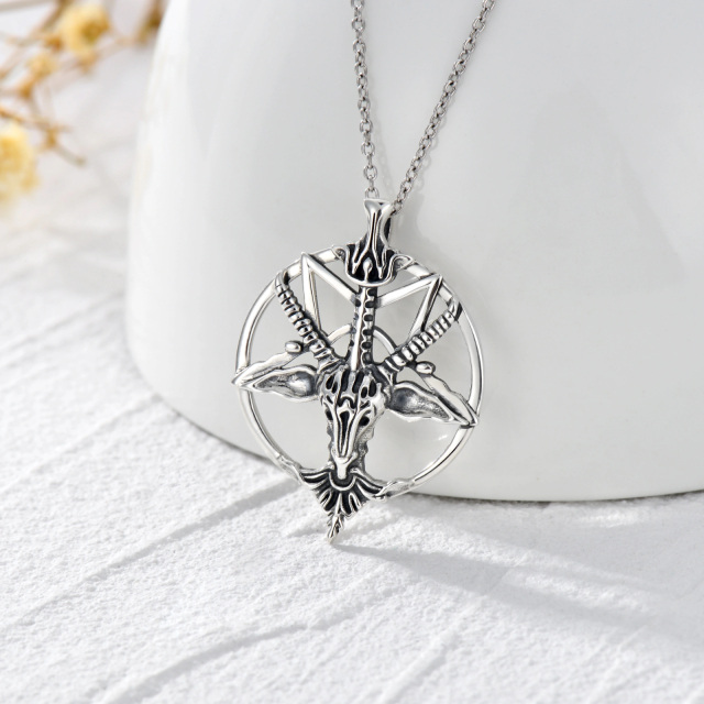 Sterling Silver Pentagram Pendant Necklace-2