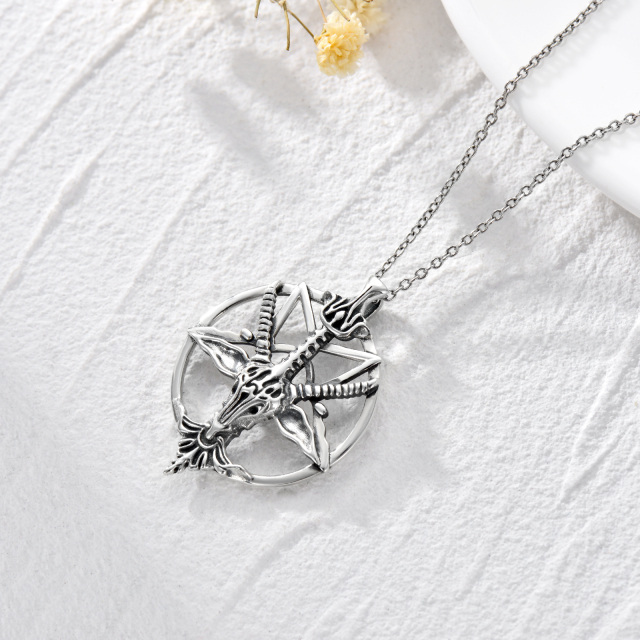 Sterling Silver Pentagram Pendant Necklace-3