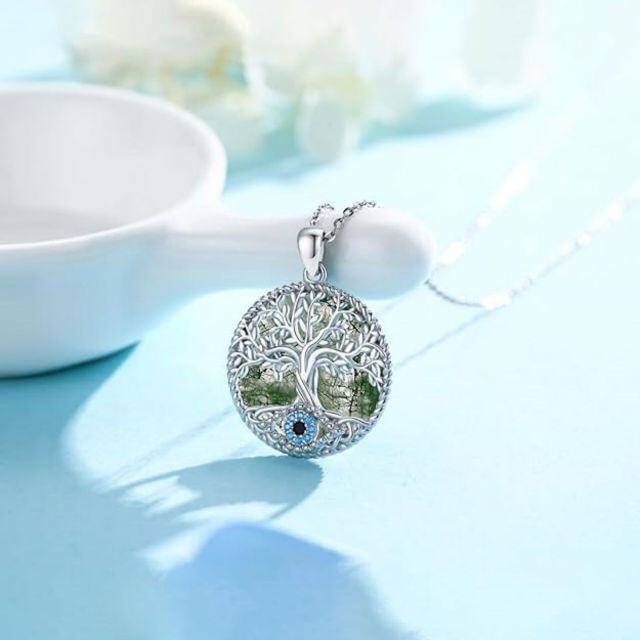 Collier pendentif arbre de vie turquoise en argent sterling-2