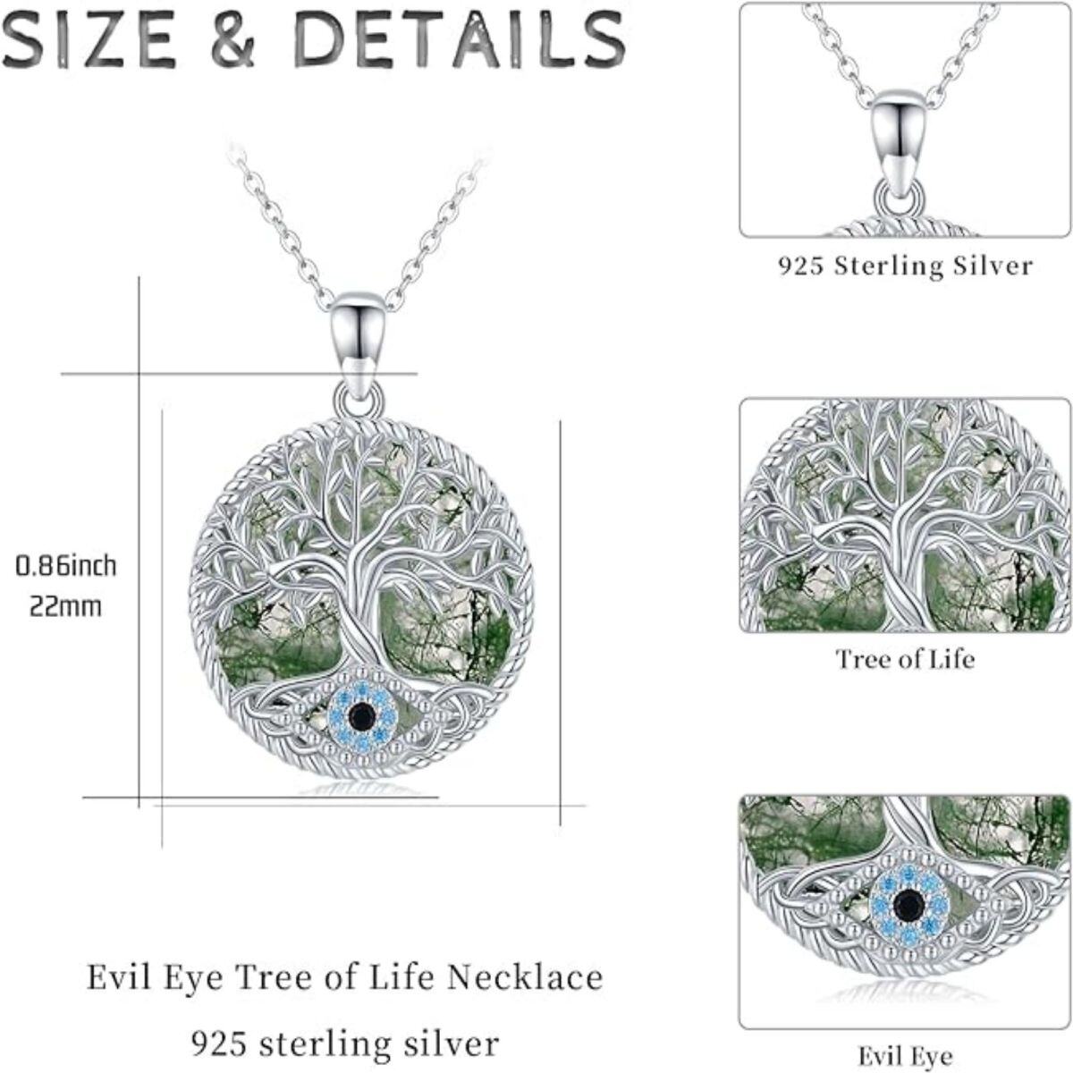 Collier pendentif arbre de vie turquoise en argent sterling-5