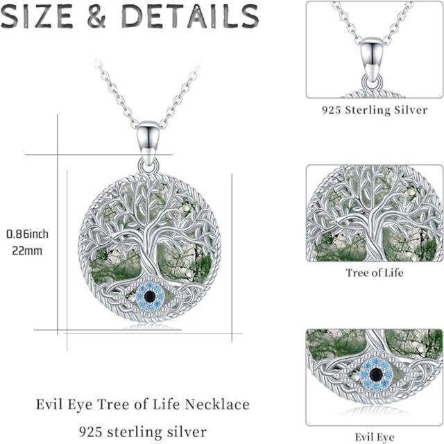 Collier pendentif arbre de vie turquoise en argent sterling-4