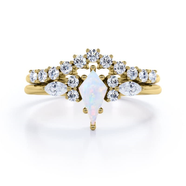 Aliança de casamento com gravura personalizada em prata esterlina com opala banhada a ouro rosa-2