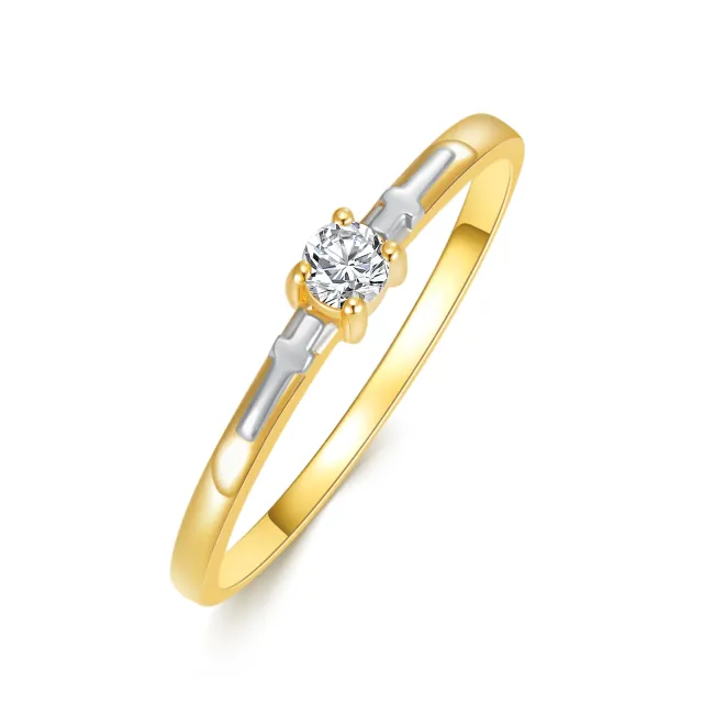 Anel de Casal Moissanite em Ouro 14K-0