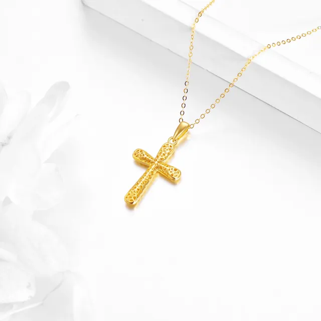 14K Gold Cross Pendant Necklace-2