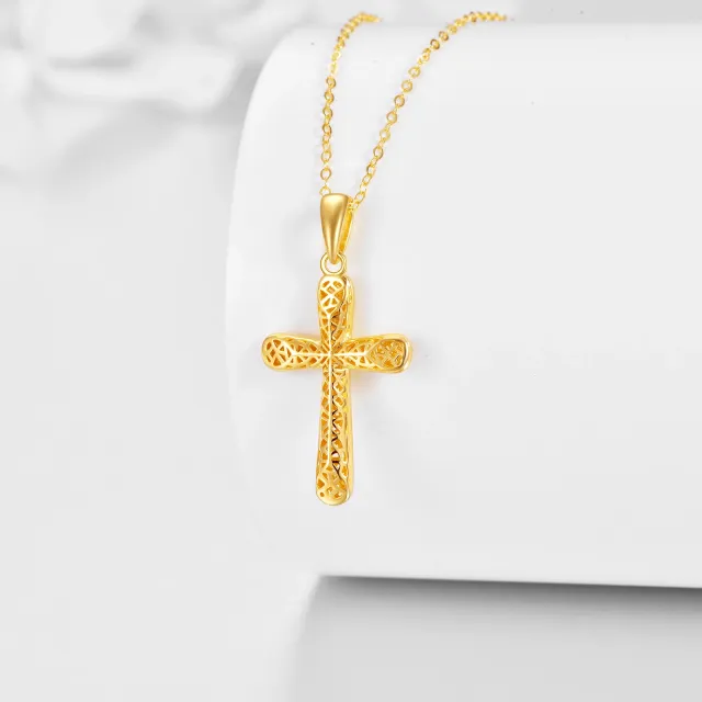 14K Gold Cross Pendant Necklace-3
