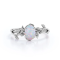 wholesale S925 Sterling Silver Wedding Ring with Opal and Vine Design-0-0
