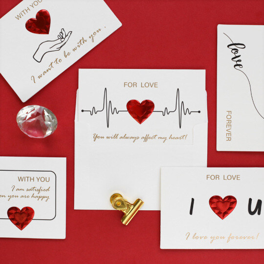 Tarjeta de agradecimiento creativa con estampado en caliente, tarjeta de mensaje del Día de San Valentín