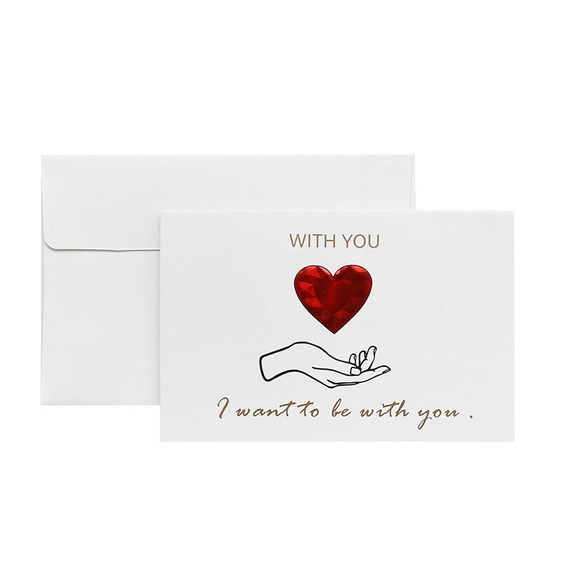 Tarjeta de agradecimiento creativa con estampado en caliente, tarjeta de mensaje del Día de San Valentín-5