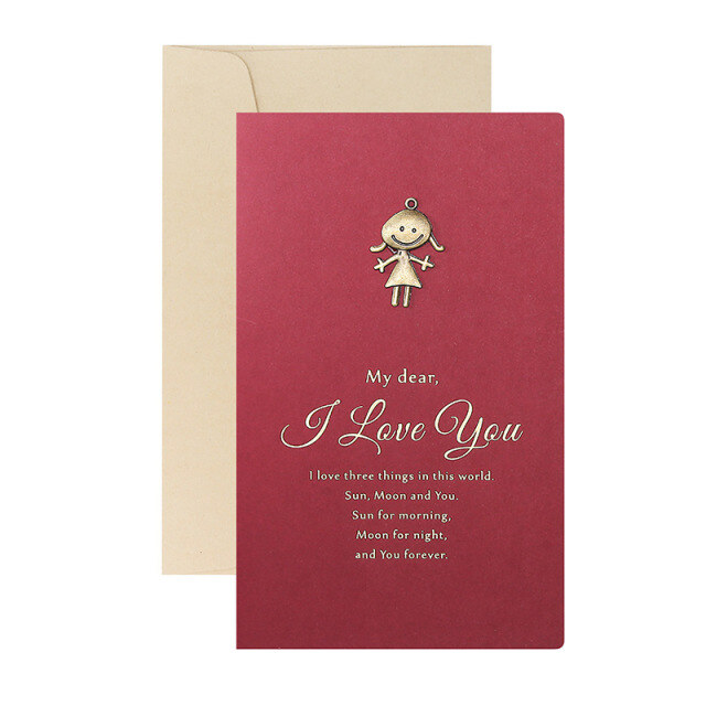Tarjeta de San Valentín exclusiva hecha a mano con sobre de metal vintage-1