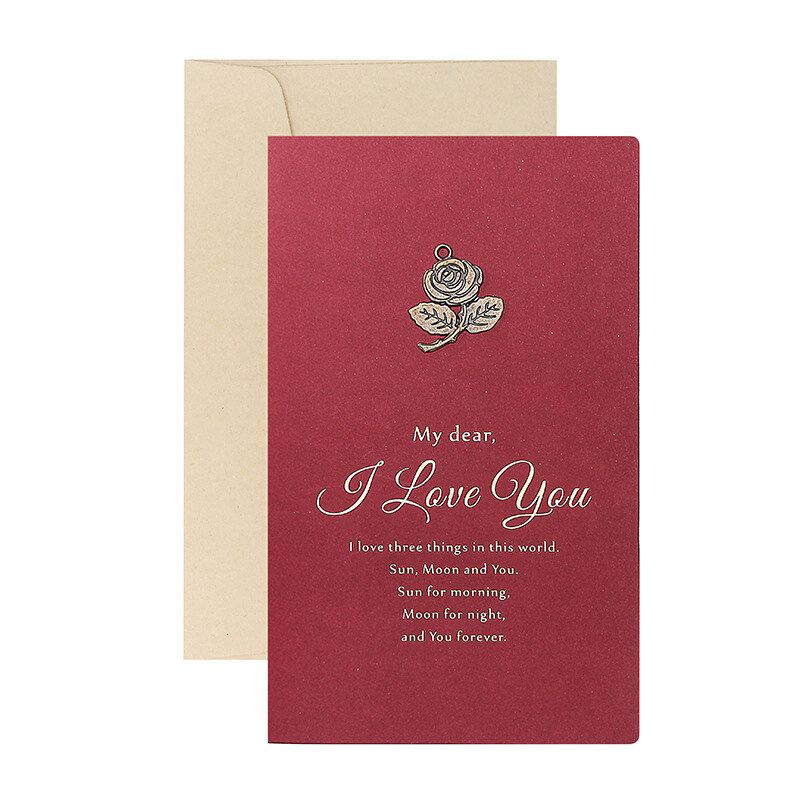 Tarjeta de San Valentín exclusiva hecha a mano con sobre de metal vintage-5