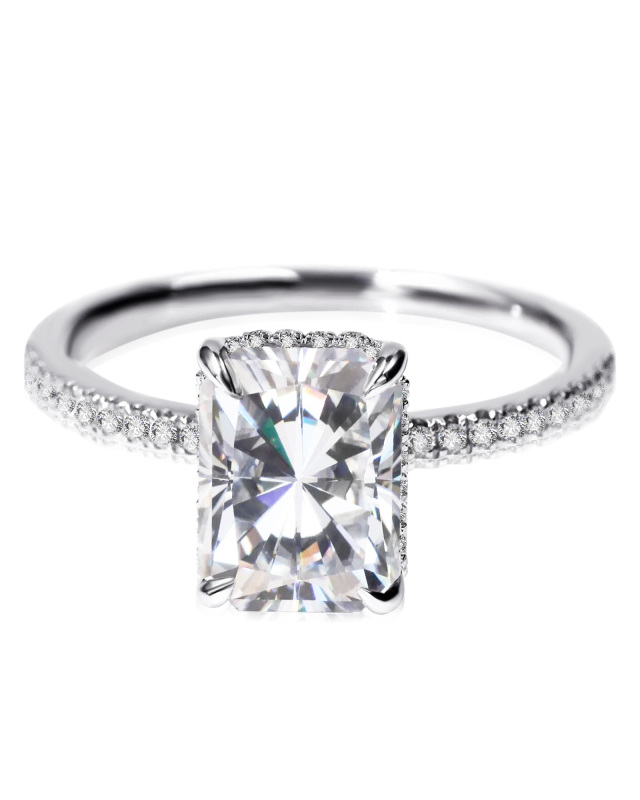 10K White Gold Princess-square Shaped Moissanite Square Wedding Ring-2