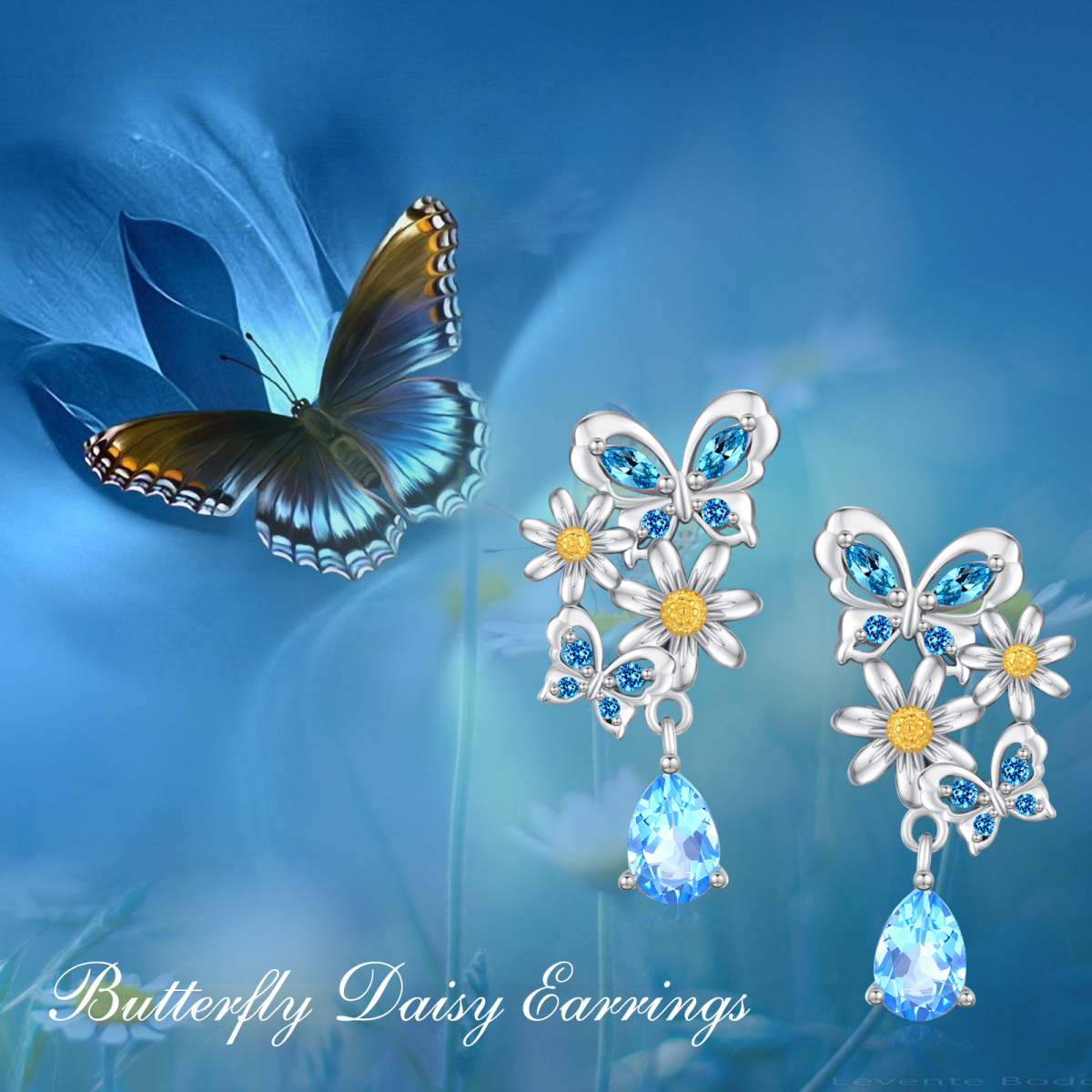 Boucles d'oreilles pendantes papillon en forme de marquise en argent sterling avec zircone cubique-6