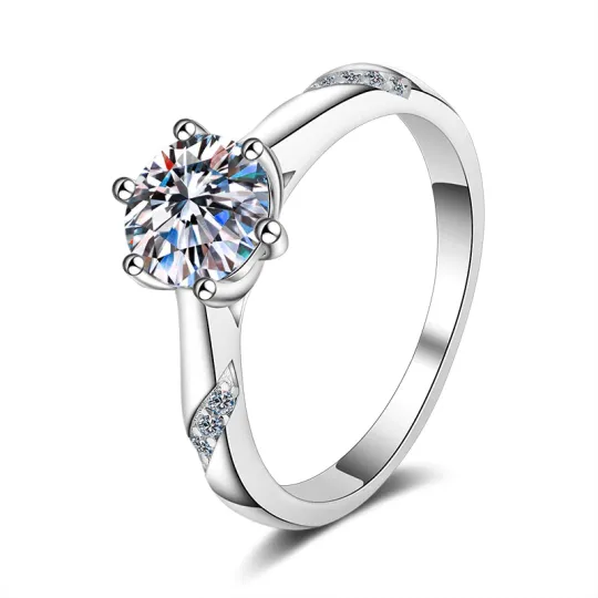 Sterling Silver Moissanite Engagement Ring