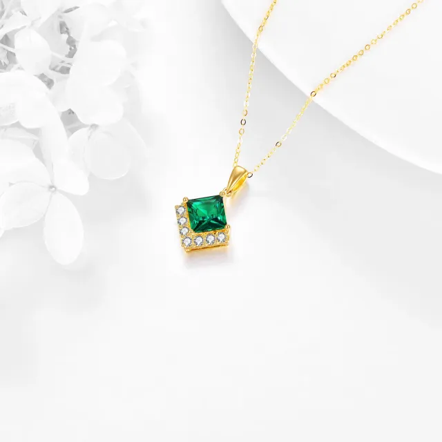 14K Gold Crystal & Cubic Zirconia Pendant Necklace-2